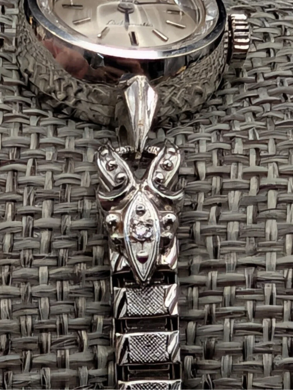 Vintage Omega Ladymatic 14K White Gold Watch Diamond Lugs Speidel Band Runs